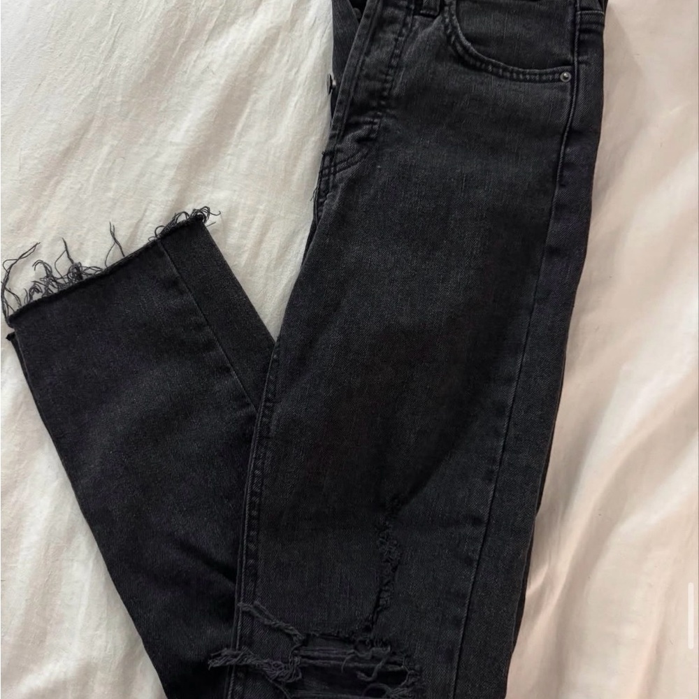 Classic Black Distressed Women Jeans